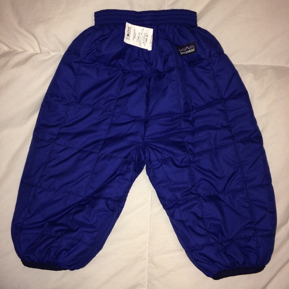 Patagonia Infant Reversible Puff Ball Snow Pants Green Blue 6 months - Picture 4 of 8